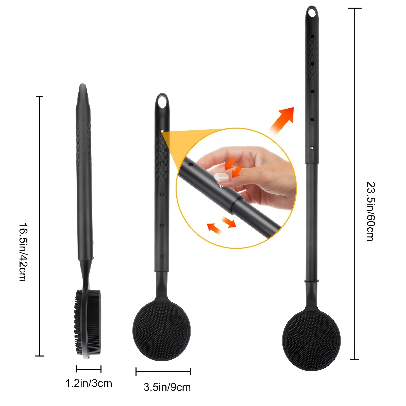 

Телескопический скребок для душа, мягкая регулируемая щетка для ванны с длинной ручкой, нежный скребок для спины для глубокой очистки, очень большая щетка для ванны