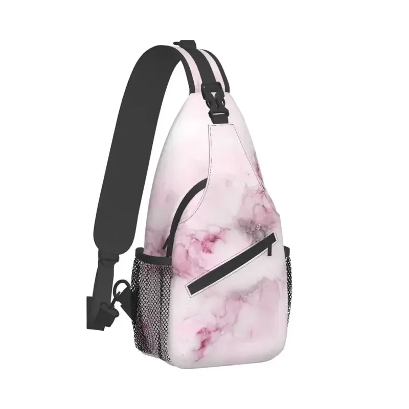 Casual Elegant Pink Shade Marble Sling Bag for Traveling Men's Crossbody Chest Backpack Shoulder Daypack