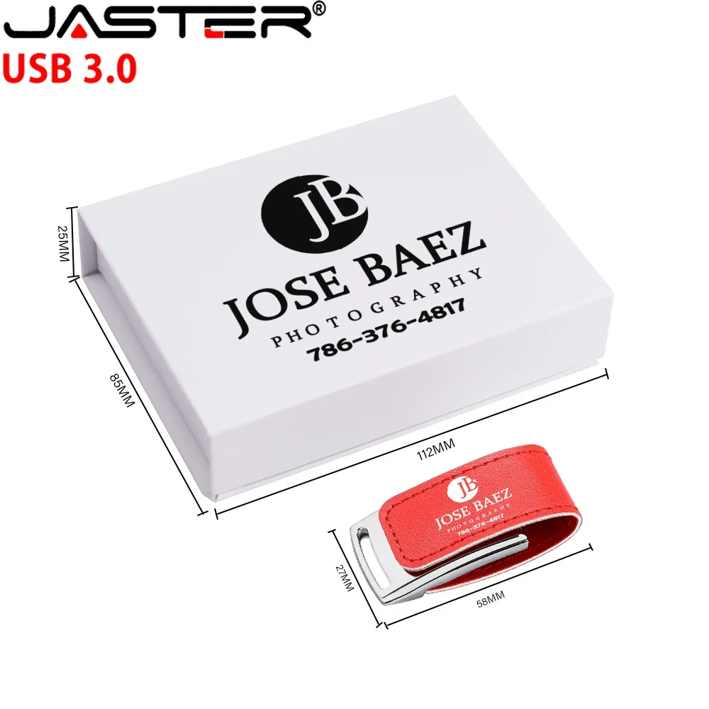 JASTER Leather USB 3.0 Flash Drives 128GB Free Color Printing Pen Drive 64GB 32GB Memory Stick Real Capacity 16GB 8GB 4GB U disk