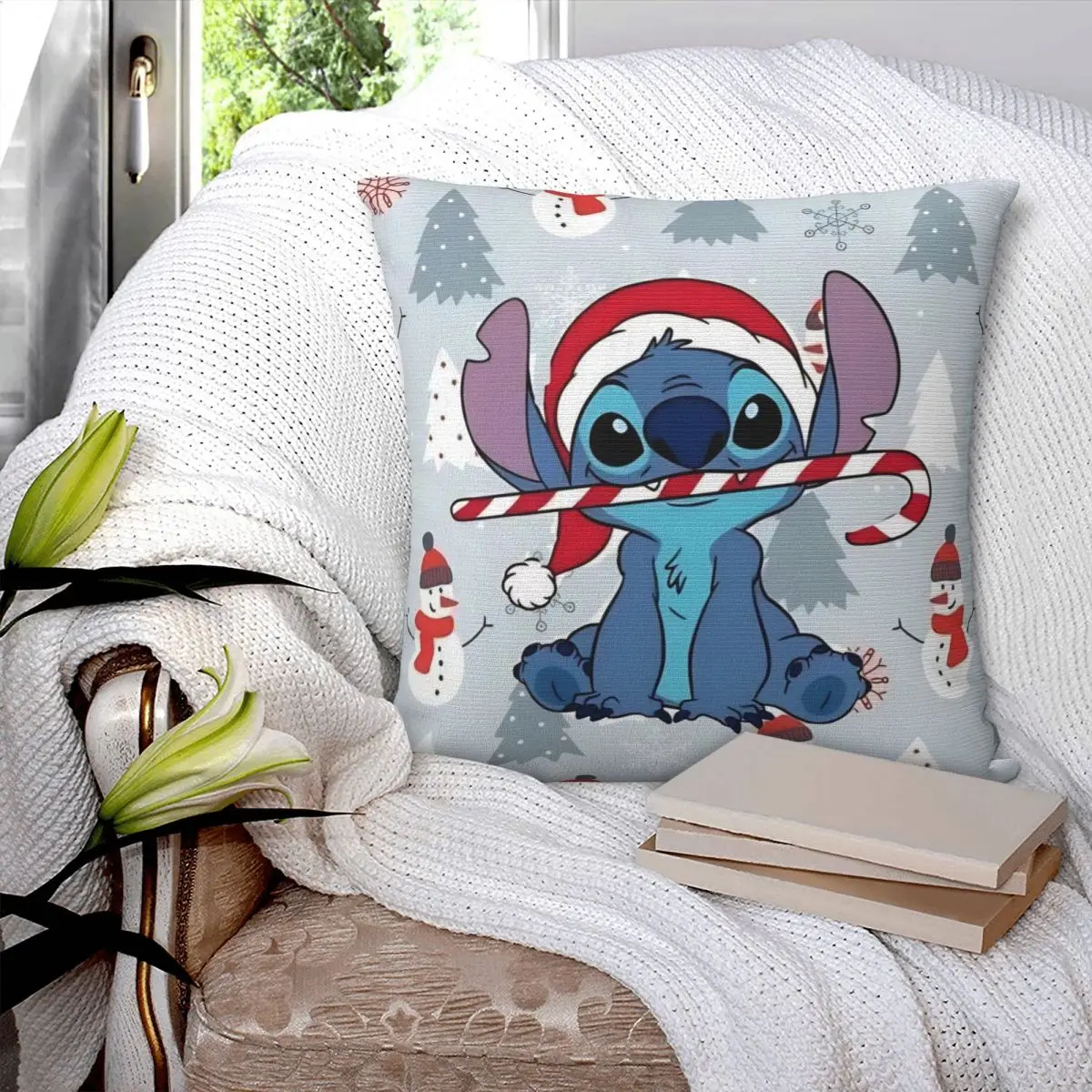 

Christmas Stitch Pillowcase Soft Polyester Cushion Cover Gift Throw Pillow Case Cover Home Square 40*40cm