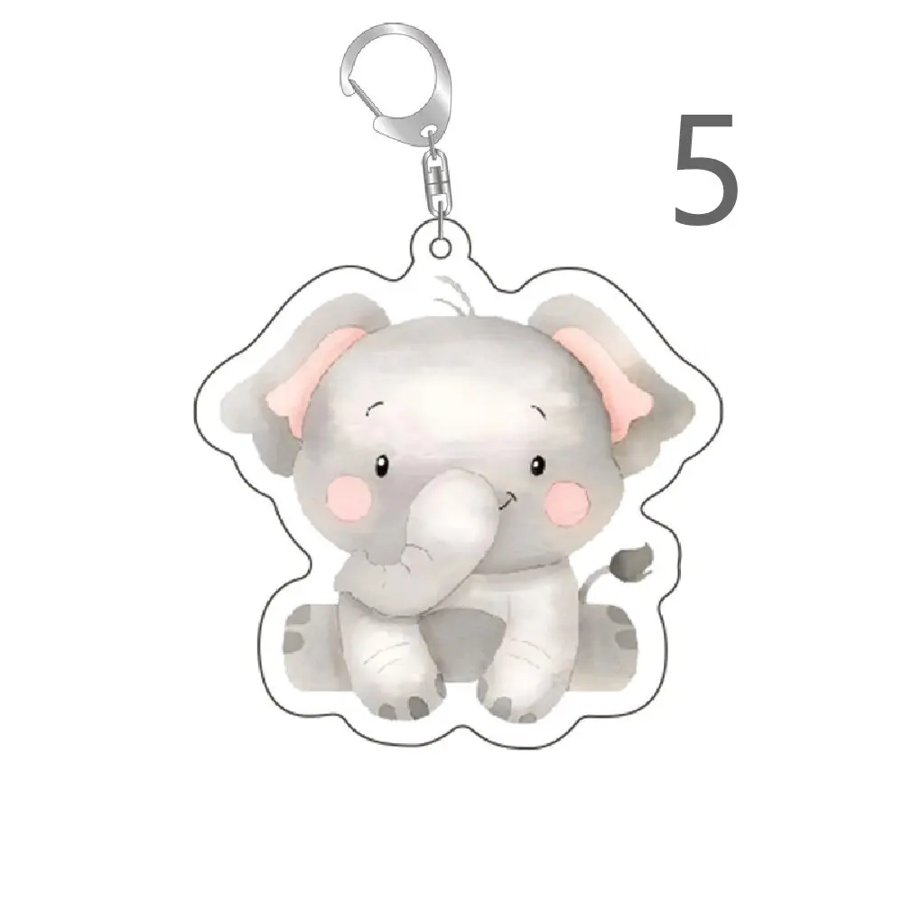 Jungle Animal Safari Theme keychains lion Giraffe Elephant Keychain Decor Birthday Party Gift keyring Bag Ornament Charm Pendent
