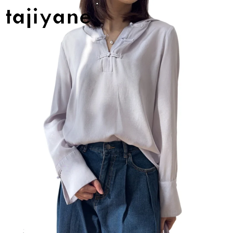 

TAJIYANE 93% Mulberry Silk T Shirts for Woman 21 Mommes T Shirt with Hood Long Sleeve Summer Tops 2025 Women Clothing Футболка