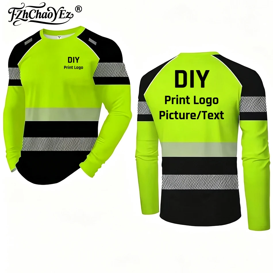 Men's DIY Personalized Design Printed Secure Logo Color Blocking Design Long-Sleeved T-Shirt Fashion Daily Casual Work Wear