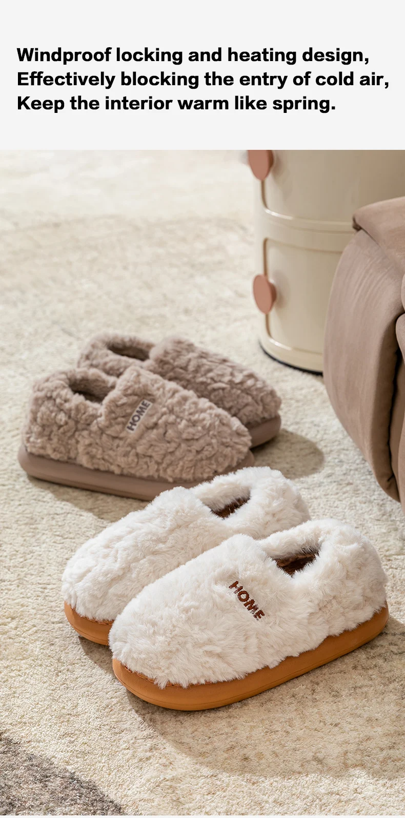 Winter-Wärme-Pantoffeln für Damen und Herren, 4 cm dicke Plattform, Cloud-Slides, flauschige Kunstfell-Plüschschuhe, weiche Sohle für den Innenbereich, Schlafzimmer-Mules. – Detail 6