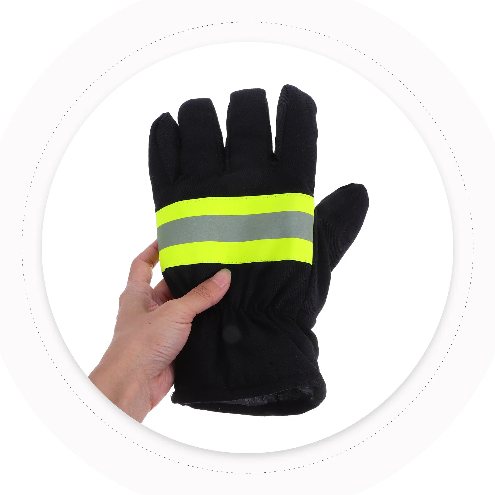 

1 Pair Fire Safety Gloves Flame Resistant Firefighting Rescue Heat-Proof Work Gloves Cotton Blend Comfortable Durable Protective