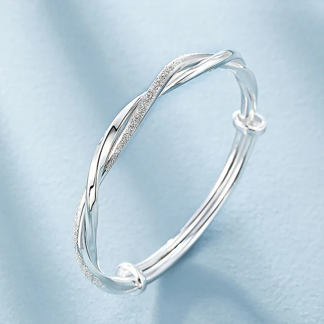 925 sterling silver oryginalne bransoletki z pięknym splotem bransoletki dla kobiet moda impreza ślubna biżuteria zaręczynowa regulowany rozmiar