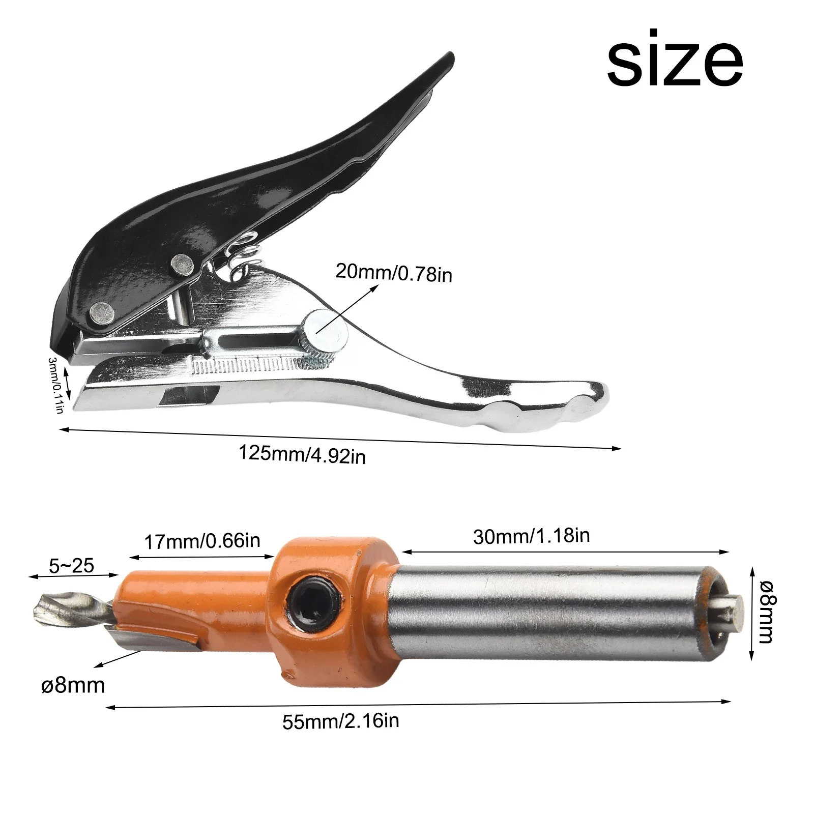 

2pcs Plier Card Hole Punch Set With Countersink Drill Punches Woodworking Tool For Plastic Sealing Plier Card Hole Punch Set