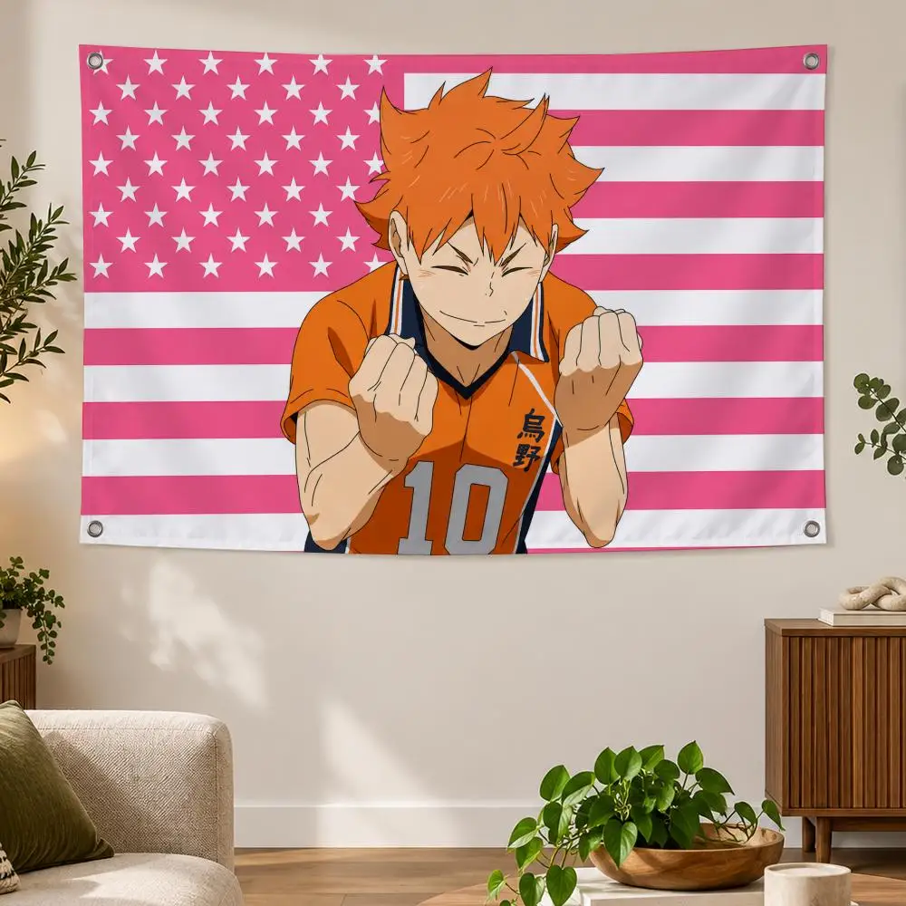 Anime Haikyu!! Volleyball Energetic S-Shoyo Hinata Flags Banner Decor for Bedroom,Garden,Party,Club,Indoor Outdoor, Fan Gift
