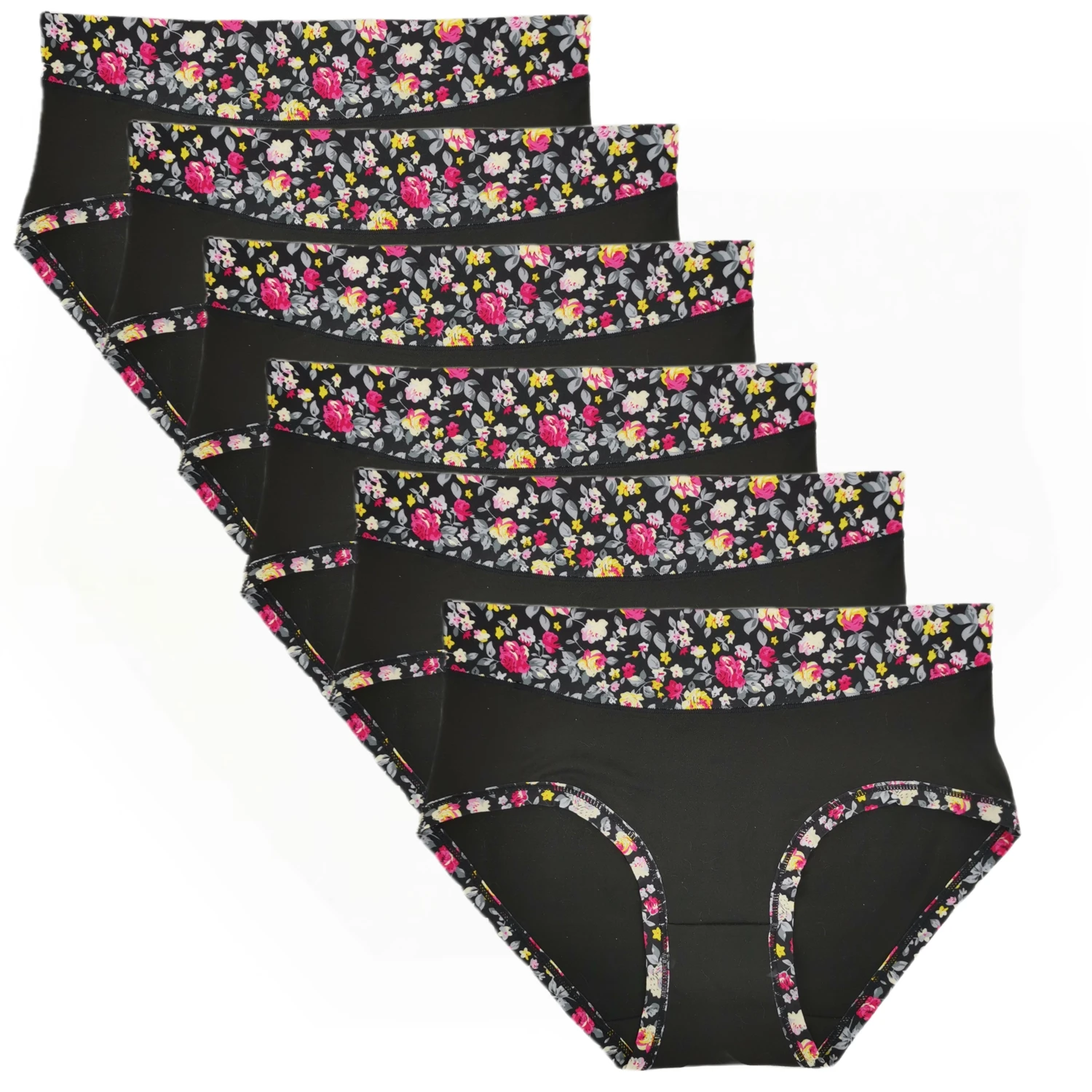Plus size women's panties bamboo fiber briefs middle waist woman underwear panty floral printing woman panti 6pcs/lot