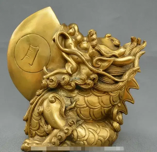 

Cina FengShui Tua Naga Perunggu Naga Kapak Matahari dan ручка Аллах Binatang