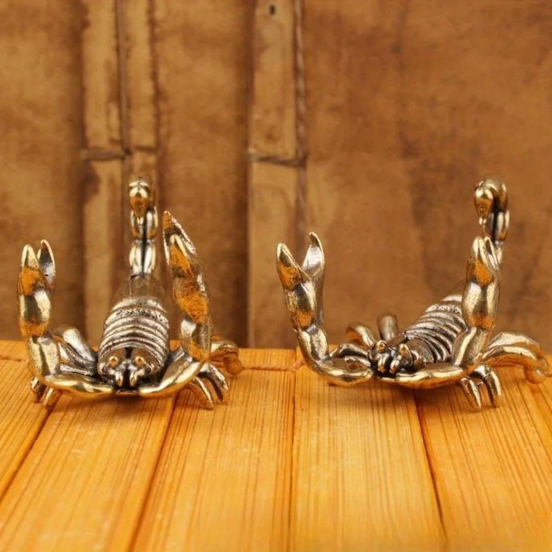 1Pc Brass Scorpion Desk Decoration Study Pen Holder Office Biomimetic Animal Craft Collectible Festival Gift