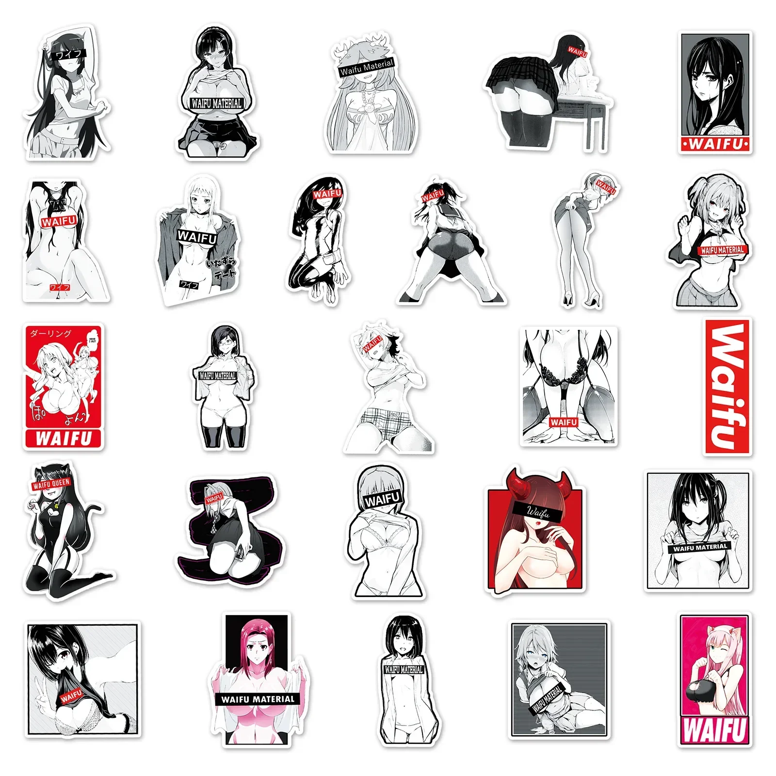 50PCS/101PCS Waifu Girl Sexy Stickers Hentai Adult Anime Decals DIY for Laptop Phone Luggage Skateboard Car Sticker Toys Gift