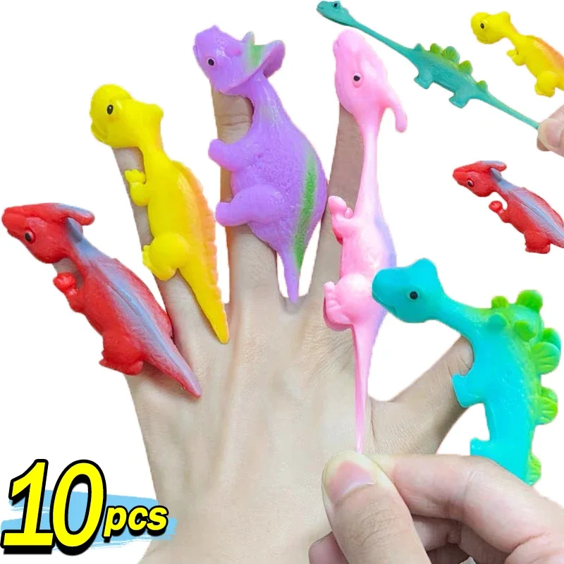 1/10pcs Funny Dinosaur Finger Toys Kid Children Creative Cartoon Animals Stress Relief Shooting Playing Games Vent Catapult Gift