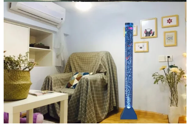 90cm LED Sensory Bubble Lamp, Color Changing Water Tube Mood Light with Floating Fish for Home Bar Relaxation