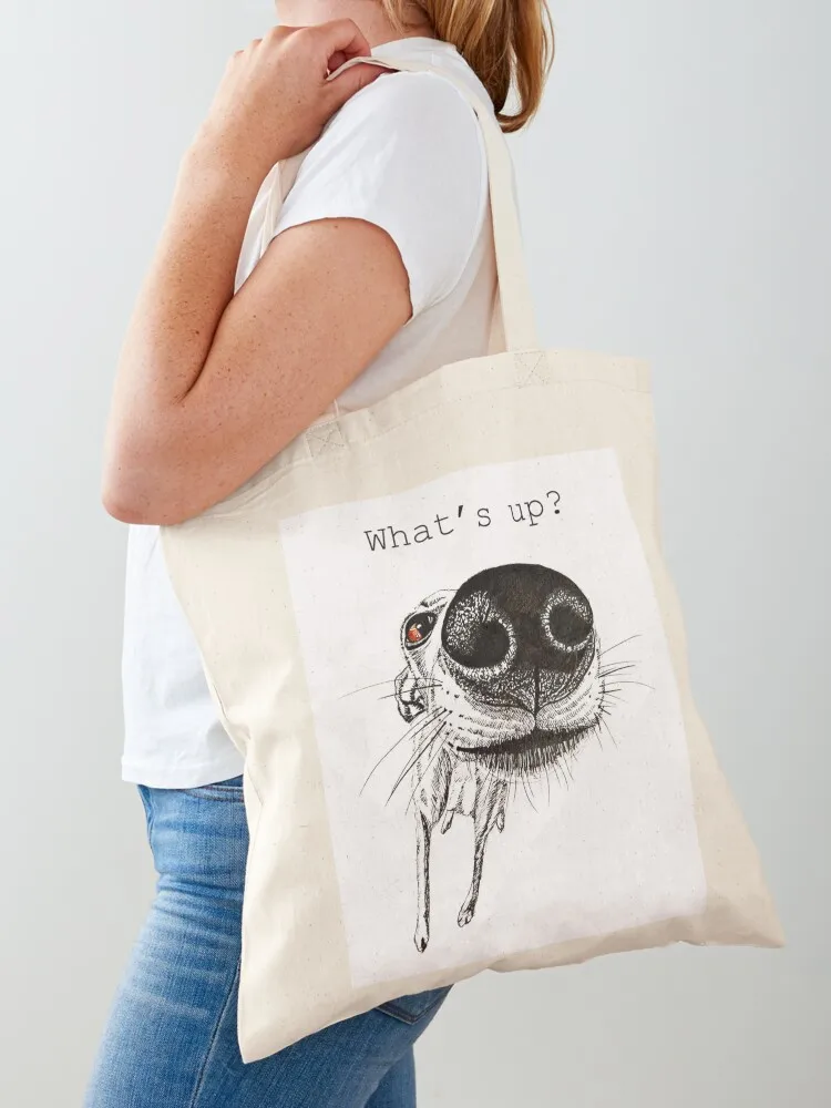 

What's Up Dog Tote Bag cute pouch bag Canvas bag Big shopper women canvas