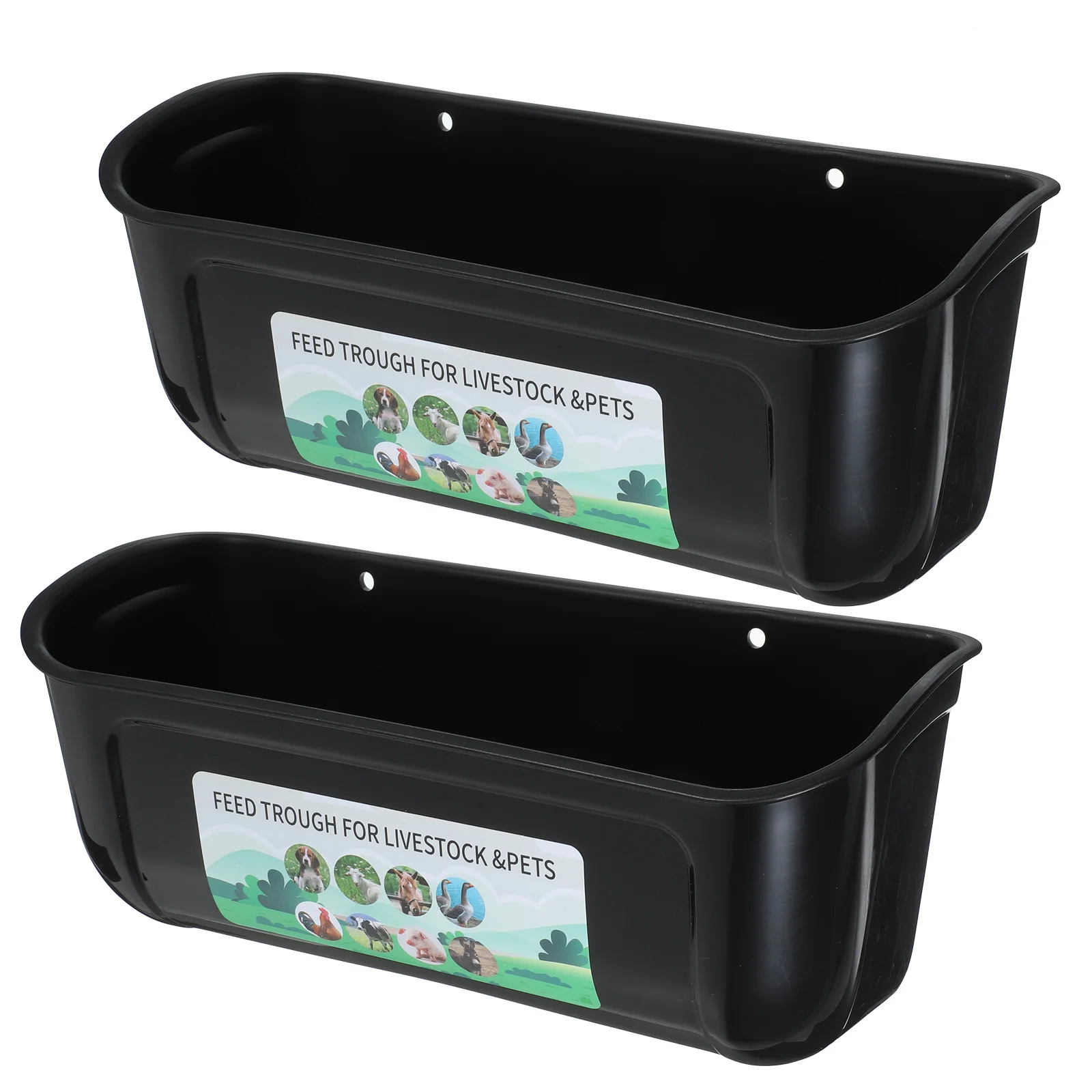 2 Pcs Chicken Feeder Trough Automatic Waterer Troughs for Livestock Goat Pp Birds Feeding Groove Bucket