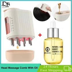 Peigne de massage de tête de thérapie à la lumière rouge EMS, brosse de massage du cuir chevelu à vibration électrique, mini applicateur liquide, huile de croissance des cheveux, 30ml