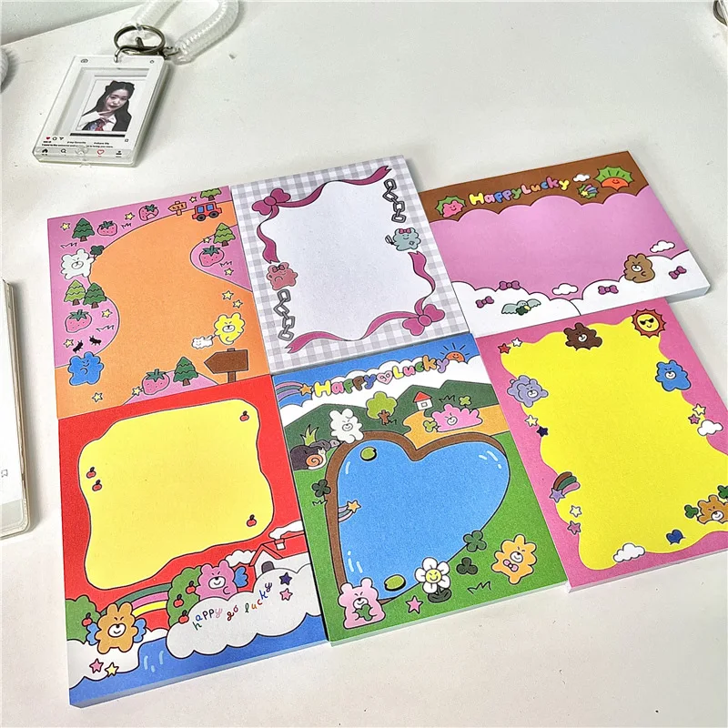 50 Sheets Cute Bear Memo Pad Material Paper DIY Journal Scrapbooking Decorative Message Notes Paper Notepad School Stationery