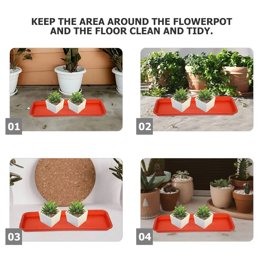 5 Pcs Plastic Tray Rectangle Plant Flower Stand Rectangular Saucer Planter Water Drip Bonsai Accessory Garden