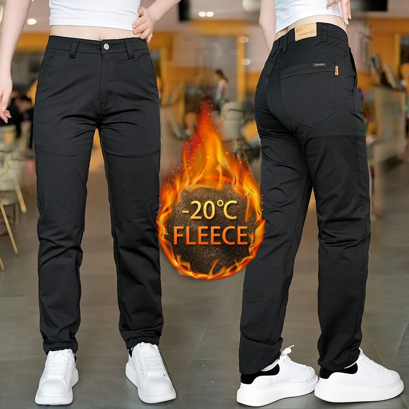 Celana Kasual Pria Model Slim Fit, Tebal, dan Elastis untuk Musim Gugur dan Musim Dingin, Tampan, Modis, dan Serbaguna