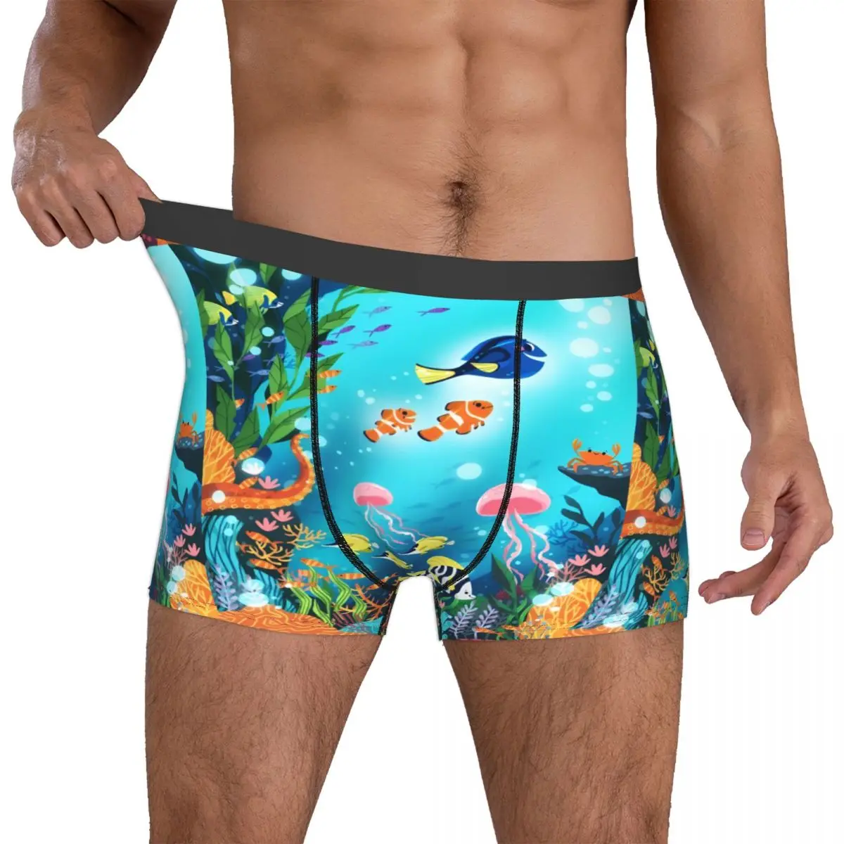 

Мужские трусы-боксеры с принтом «Немо, Дори, Марлин» из мультфильма «В поисках Немо», мягкие, с индивидуальным дизайном