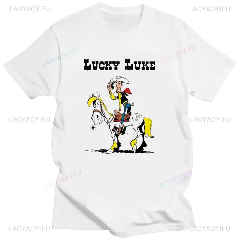 Print Dalton Brothers Lucky Luke Comics Essential Tshirt Men Summer Fashion T Shirt Casual Creativity Male Cotton Tee Shirt