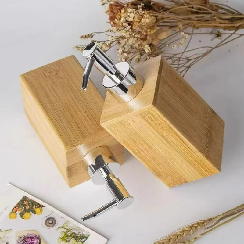 

Дозатор для мыла из натурального бамбука, матовый насос для жидкого мыла, резервуар для мытья рук, отель, бытовые аксессуары для ванной комнаты, многоразовые, 1 шт.