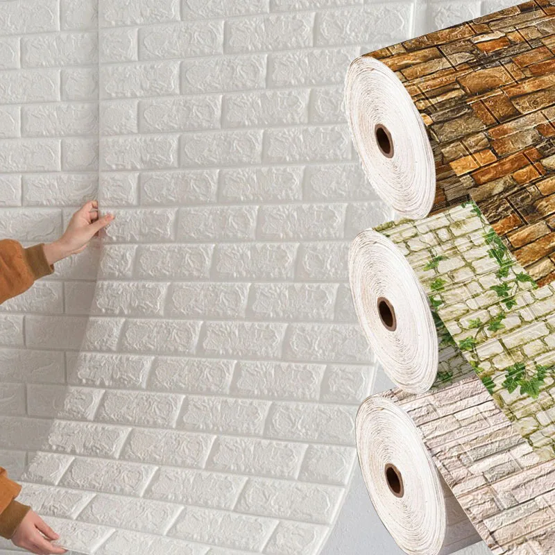 Self-adhesive Wallpaper Brick Pattern Modern Home Decoration 3D Pvc 1-10pcs 70cmX1m Room Decor DIY Waterproof Wall Stickers