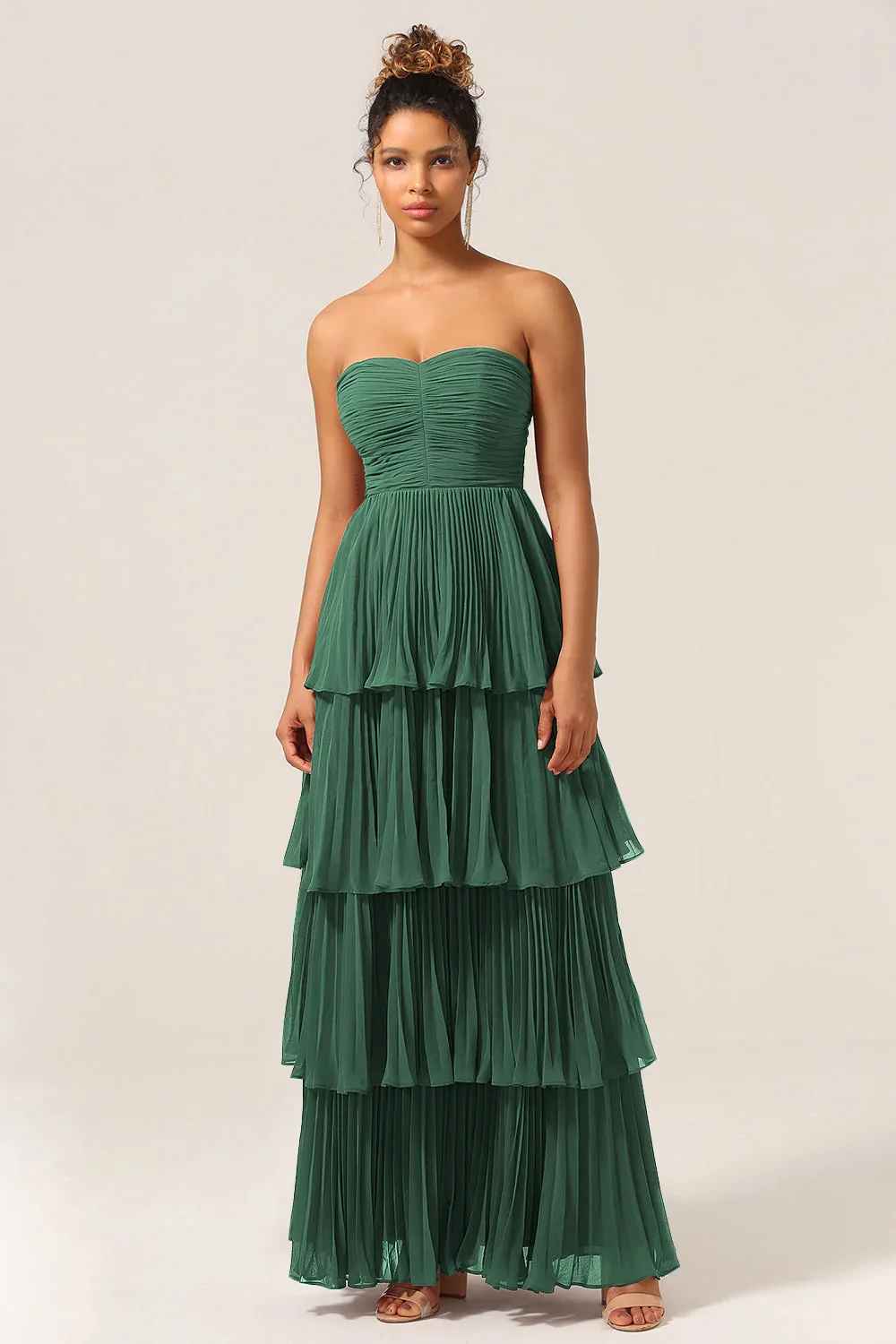 Amanda Strapless Chiffon vestidos de noche Multilay A-line Prom Dresses Elegant Sleeveless Ankle-Length Zip Formal Evening 2024