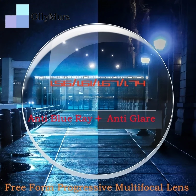 

1.56/1.61/1.67/1.74 Free-form Surface Wide Field Of View Progressive Multifocal Lenses Anti-blue Ray Anti-glare Photochromic