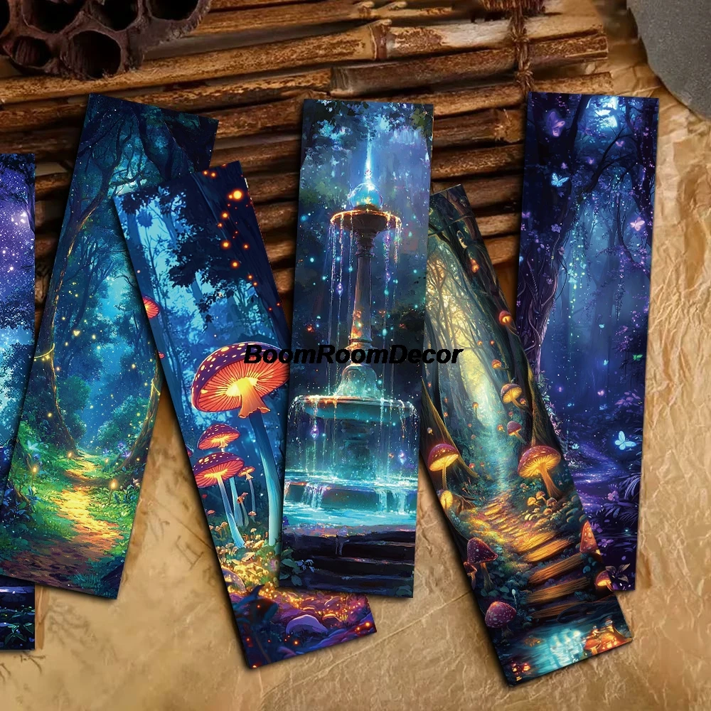 30PCS Mysterious Forest Bookmark Retro Skateboard Decoration Salon Art Picture Read Books Black Animals Bedroom Bookmark