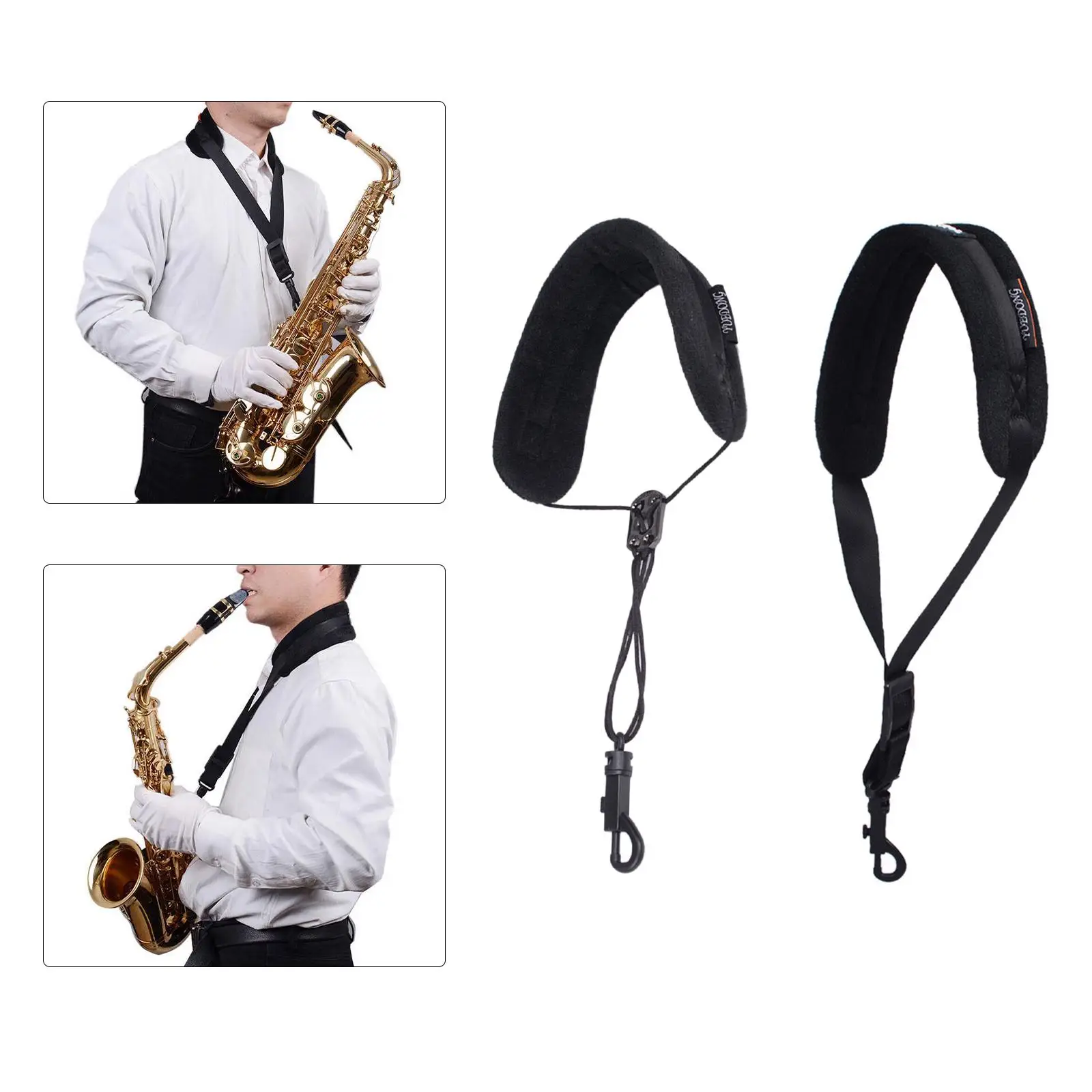 24inch Padded Saxophone Neck Strap with Metal Snap,Adjustable Length Clarinet Neck Strap for Alto Soprano Oboes Baritone