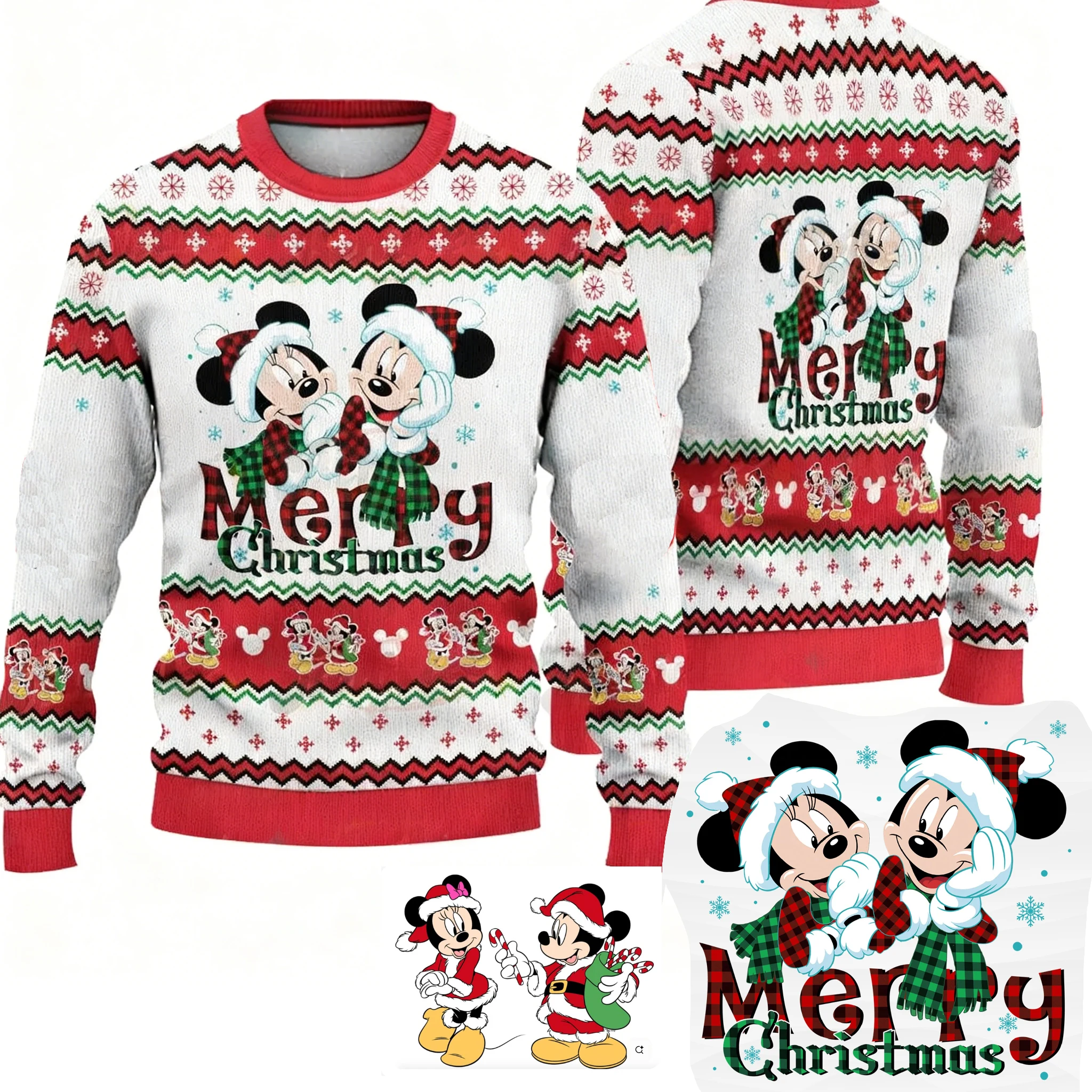 سويت شيرت لطيف للأطفال من Disney، سويت شيرت بأكمام طويلة مطبوع عليه ميكي ميني، قميص علوي لخريف وشتاء عيد الميلاد للاستخدام الداخلي والخارجي