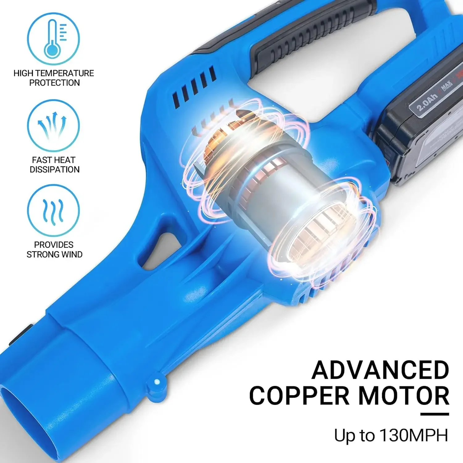 Cordless Leaf Blower with Battery and Charger, Leaf Blower Battery Operated, Rechargeable Electric Handheld Leaf Blower Variable