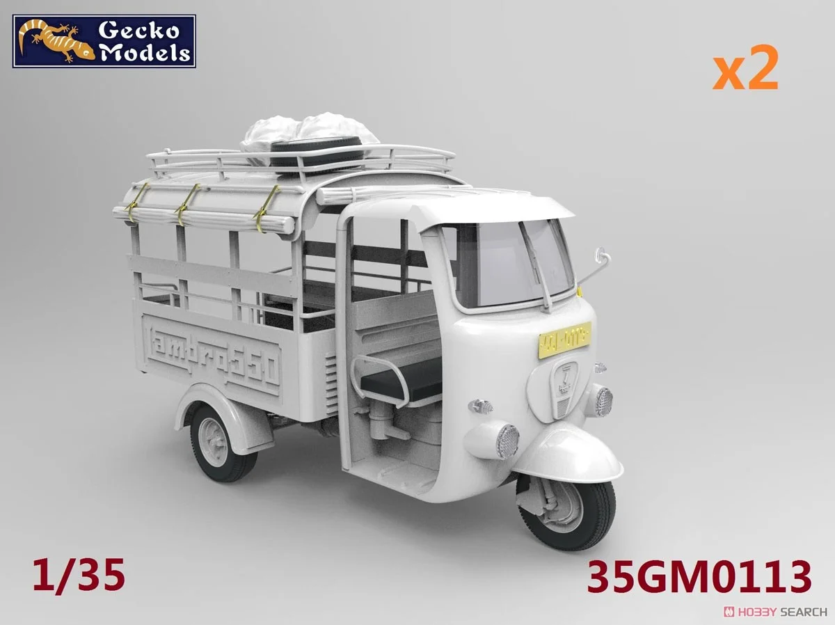

Gecko 1/35 35GM0113 60‘~70’s Saigon Motor-Tricycle Depot and a take break drive model building kits,for birthday toys