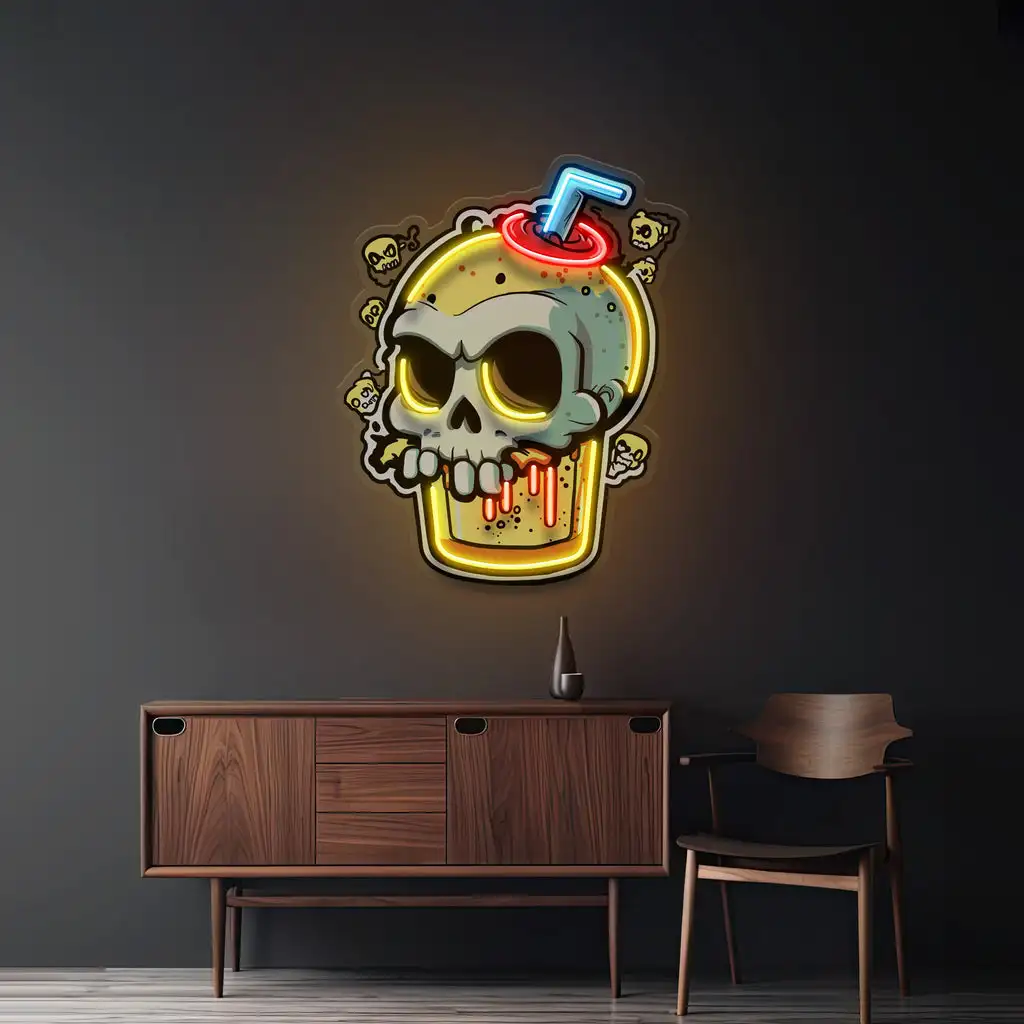 Anime Skull Neon Sign Wall Art Decor Business Shop Sign Drink Food UV Printed Wall Hanging Bar Beer Club Man Cave Bedroom Neon