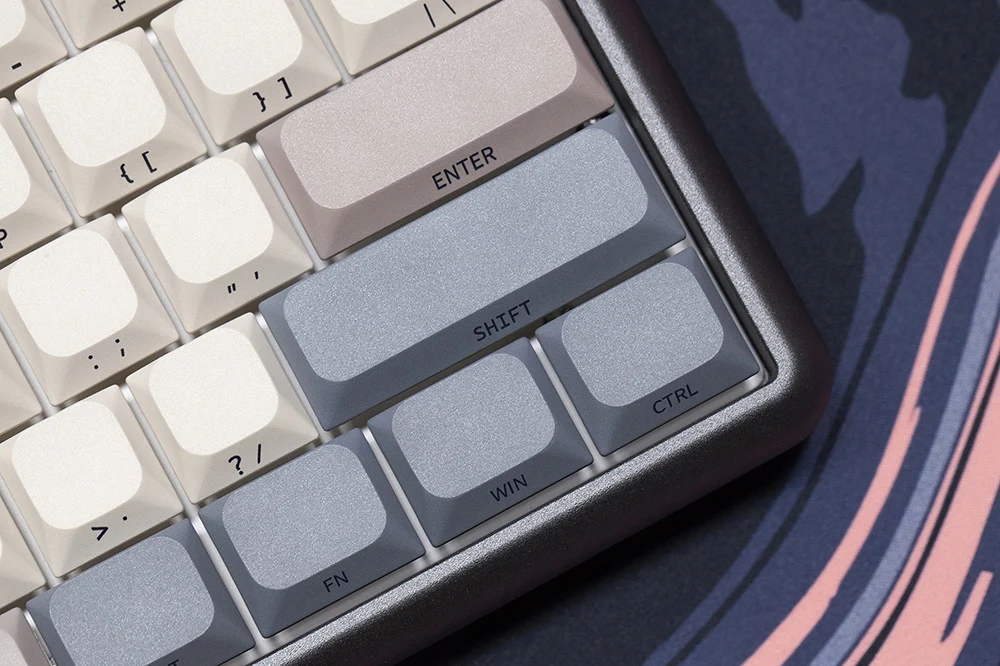 Imagem -03 - Gks Reverso Keycap Low Profile mx Stem Gaming Teclado Mecânico Corante Keycap Subbed Fonte Side Print Bege Cinza Fino