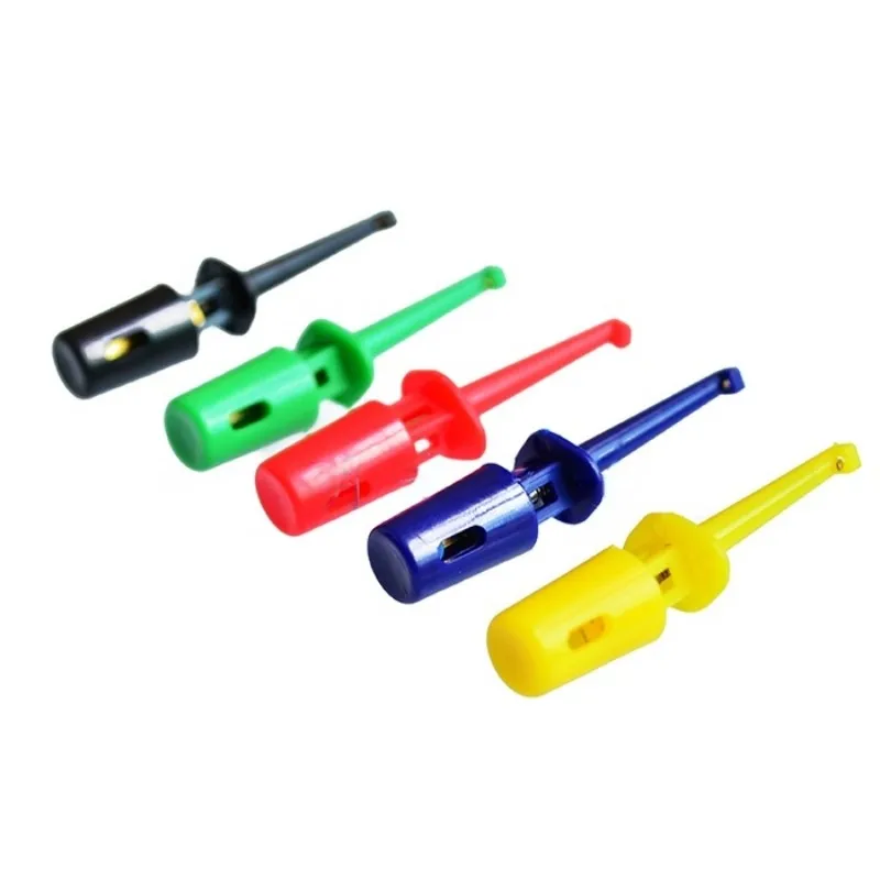5pcs Test hook, test clip, test hanger, available in 5 colors: black, red, yellow, green, and blue