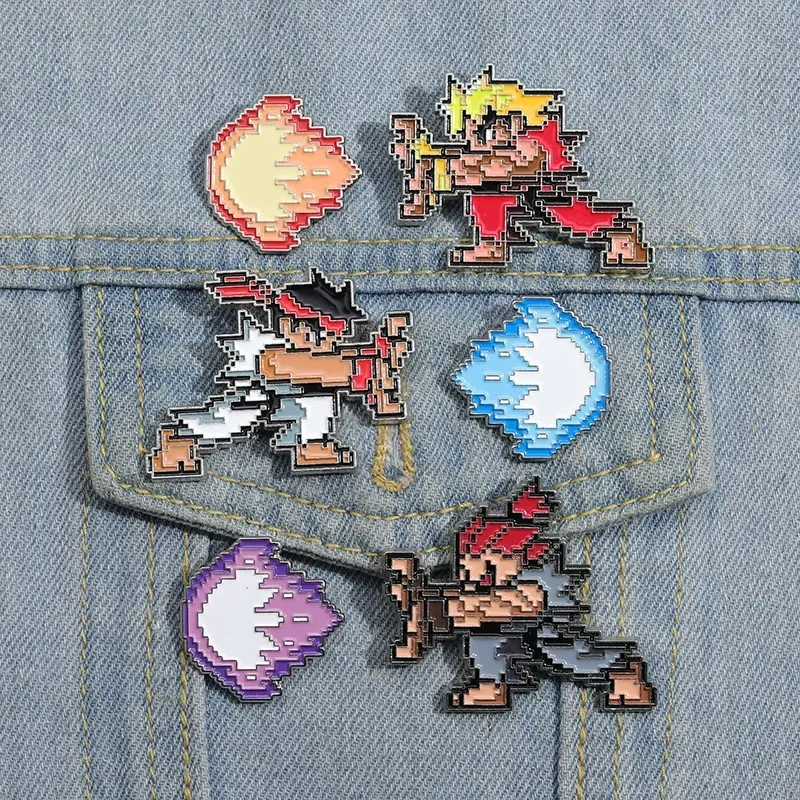 Street Fighter Metal Enamel Brooch Badges on Backpack Cartoon Enamel Pin Clothes Lapel Pins Men Game Jewelry Gift Decoration