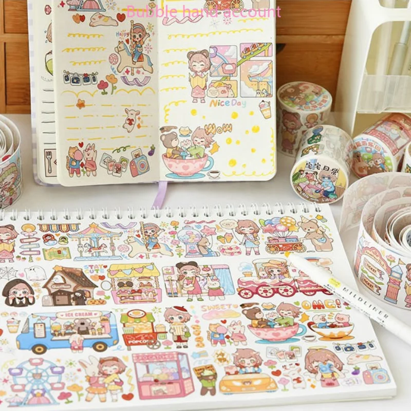 Pequenas Bolas De Leite Original e Fita De Papel Meninas Crianças Decorativas Mão Ledger Rolo Inteiro de Adesivos