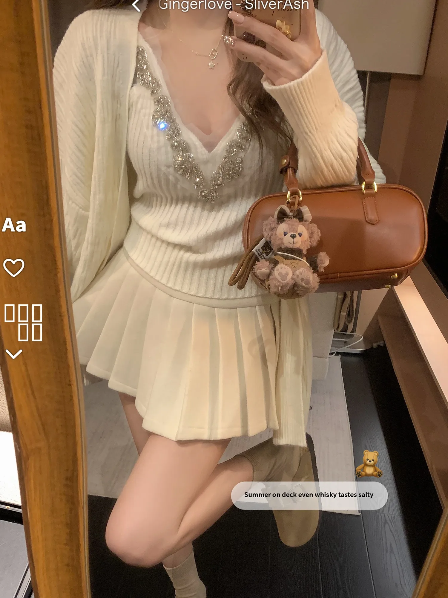 

DDXZ Evening Simple Pure Desire Sle Pure Color Sweater Set Slim Fit V-Ne Vest with Diamond Knitted Two-Piece Women's Suit