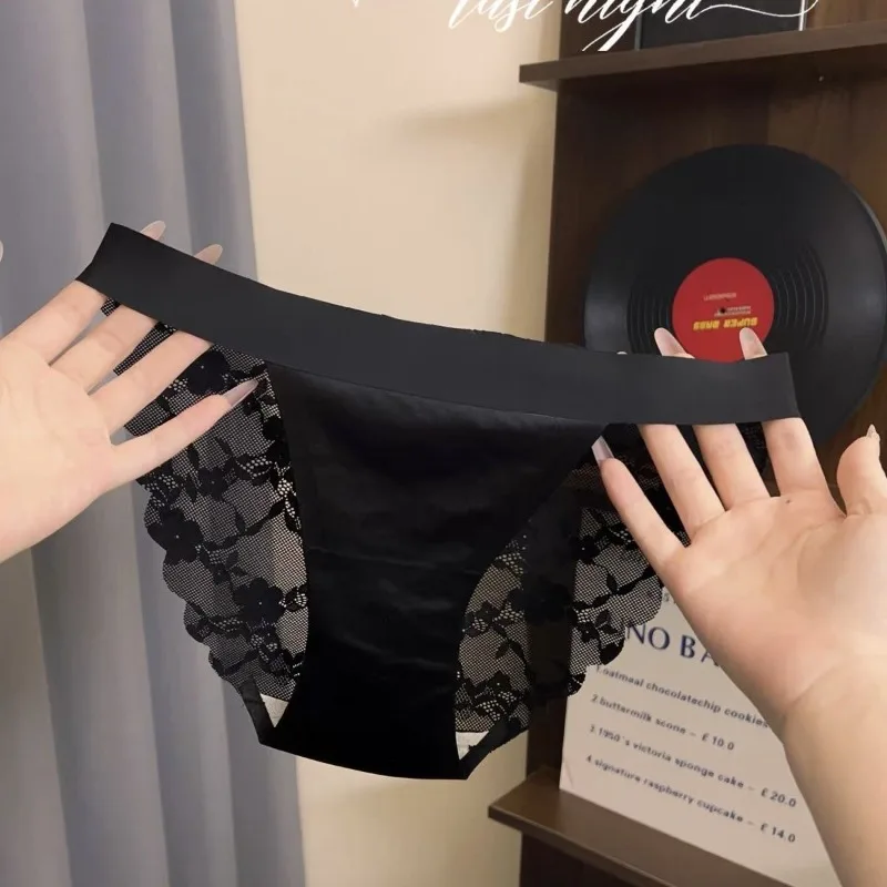 SP&CITY Flower Embroidery Hollow Out Satin Underwear for Women Low Waist Lepard Sexy Panties Thin Cotton Crotch Seamless Briefs