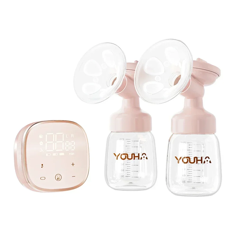 

YOUHA Double Rechargeable Electric Breast Pump Portable Milk Extractor Breastfeeding Baby Care BPA Free Silicone Strong Suction