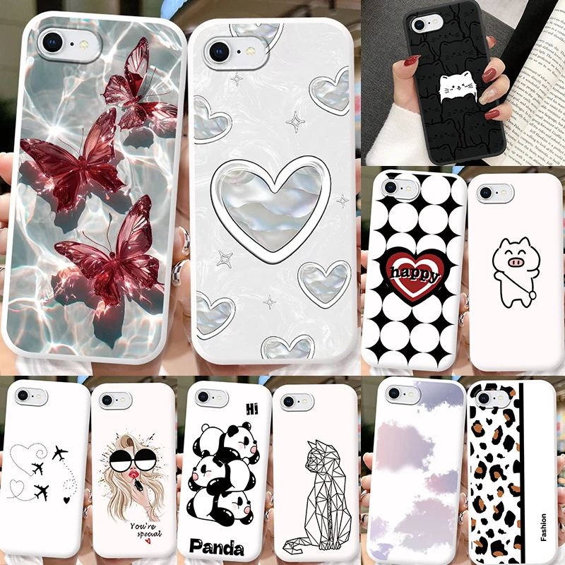 For IPhone 8 SE 2022 SE 2020 7 8 Plus 7 Plus 6 6S 6 Plus XR X XS XS Max Cute Panda Cartoon Clearance Big Sale White Phone Case