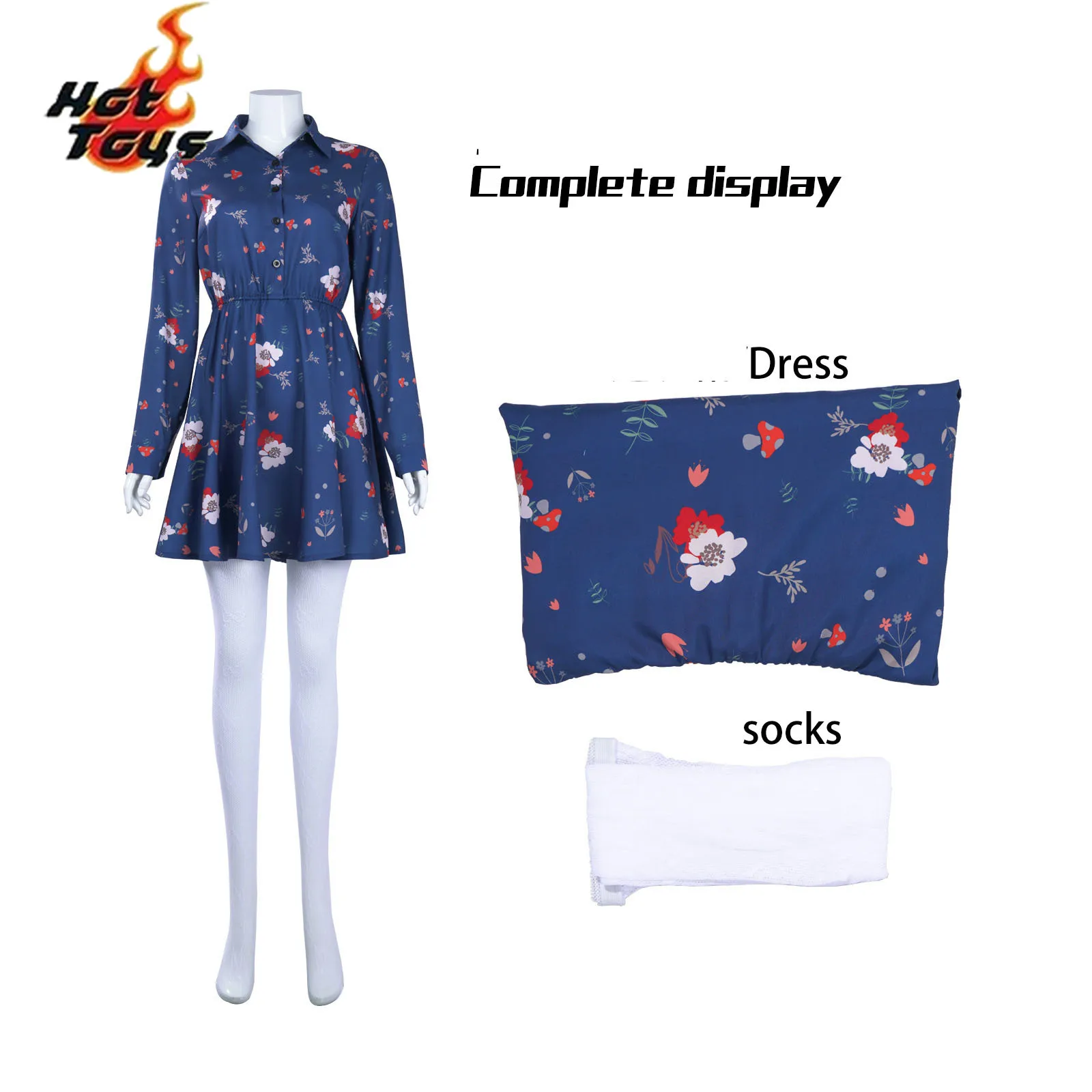 

Harleey Cosplay Fancy Blue Dress Movie Costume Women Floral Printed Ball Gown Halloween Carnival Party Performance Outfit