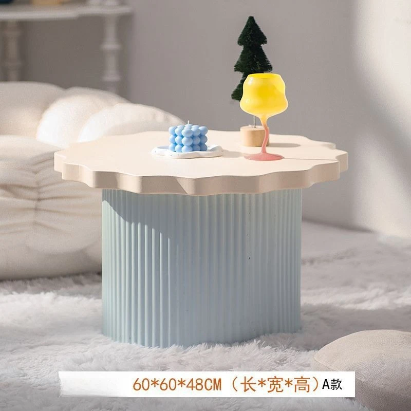 Home color small coffee table small apartment living room creative small round table coffee shop cream wind cloud coffee table