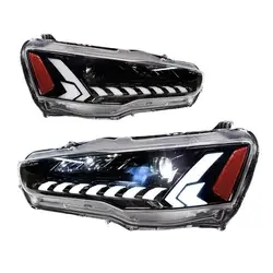 New Style Designed for Mitsubishi Lancer 2008-2018 LED Yellow Reflective Cover Headlamp Auto Parts Moving Signal High Beam