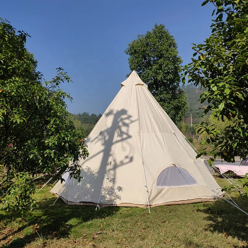 Heavy Fabric Outdoor Canvas Teepee Tent For Hiking