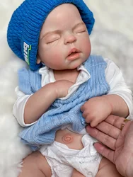 55cm Washable Solid Silicone Bebe Reborn Girl With 3D Painted Skin Lifelike Sleeping Baby Doll Boneca Reborn Corpo De Silicone