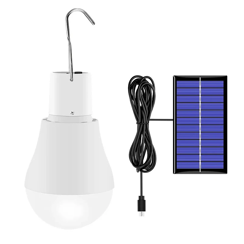 

LED Solar Lights Bulbs Portable Rechargeable Hang Camping Lamp Hook Tent Light Home Repair Outdoor Emergency Flashlight